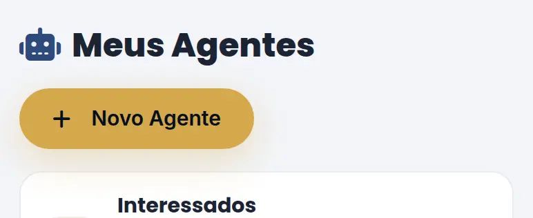 Topo de Meus Agentes com o botão Novo Agente