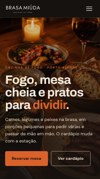 Home page of the sample site Brasa Miúda